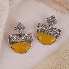 Beautiful Yellow Stone Stud Earrings | Lightweight Silver Jewelry
