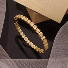 Golden Floral Anti-Tarnish Stainless Steel Bracelet – 5536