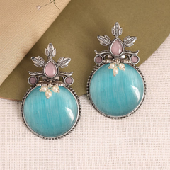 Olive Stud Earrings | Elegant Turquoise Silver Jewelry with Pearl Accents