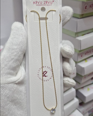 Luxury Stainless Steel Solitaire Necklace - Waterproof Golden Finish