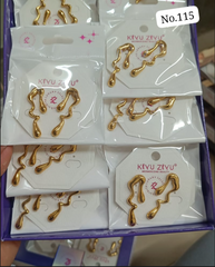 Luxury Stainless Steel Abstract Drop Earrings - Golden Waterproof Design