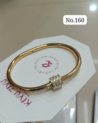 Luxury Stainless Steel Crystal Accent Bracelet - Waterproof Anti-Tarnish Golden Design