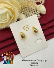 Luxury Golden Teardrop Tops Earrings - Western Wear Fancy Jewelry