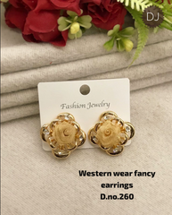 Elegant Golden Floral Fancy Tops Earrings - Western Wear Jewelry