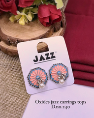 Oxidized Jazz Style Earrings with Pearl Drop – Traditional Tops