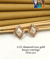 A.D. Diamond Rose Gold Luxury Earrings | Waterproof Pearl-Chain Design