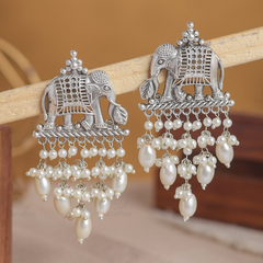 Elephant Design Earrings | Lightweight and Waterproof with Pearl Detailing
