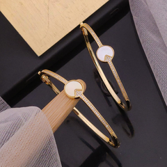 Stainless Steel Anti-Tarnish Adjustable Bangles – Modern Gold with Diamond and Enamel Detailing