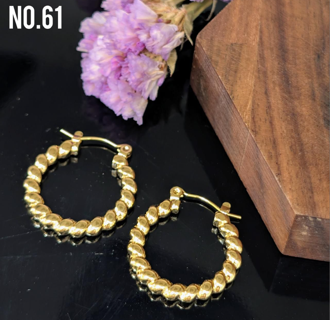 Luxury Stainless Steel Golden Hoop Earrings - Anti-Tarnish Premium Bali Design