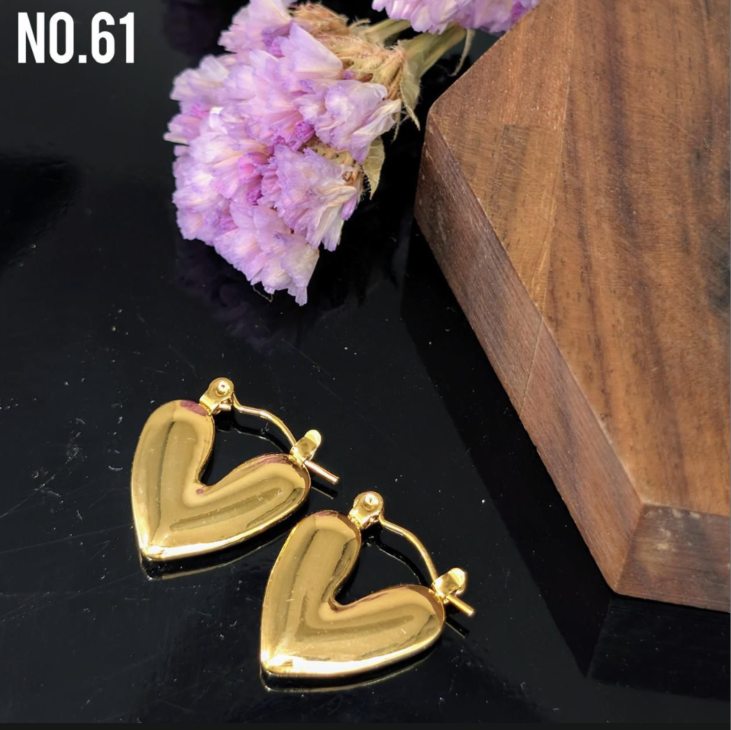 Luxury Stainless Steel Heart Hoop Earrings - Anti-Tarnish Golden Finish