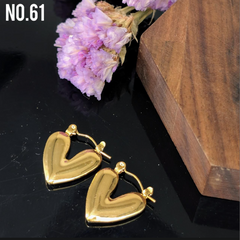 Luxury Stainless Steel Heart Hoop Earrings - Anti-Tarnish Golden Finish