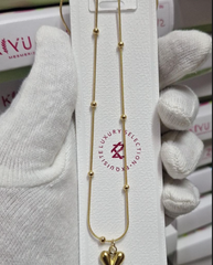 Luxury Stainless Steel Golden Heart Necklace - Anti-Tarnish Waterproof Design