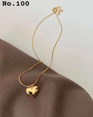 Luxury Stainless Steel Golden Heart Pendant Necklace - Waterproof & Anti-Tarnish