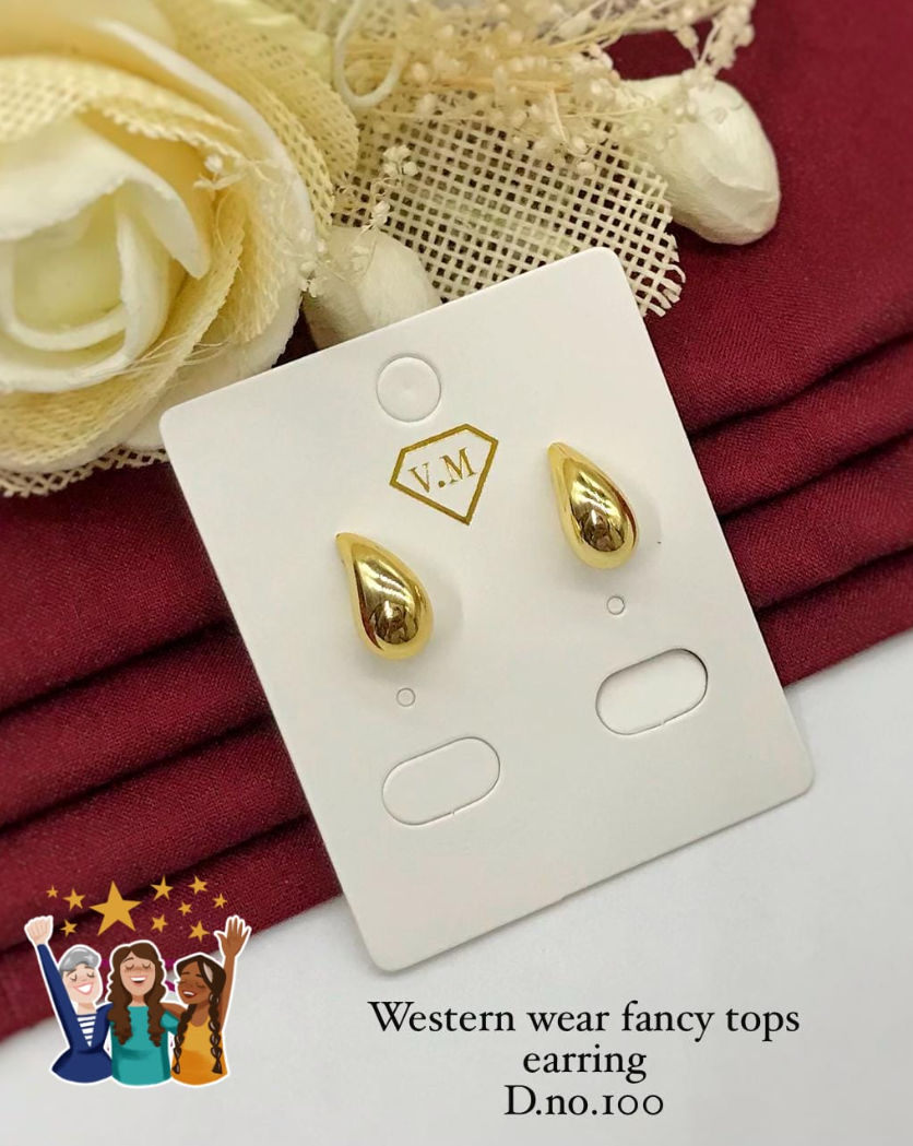 Luxury Golden Teardrop Tops Earrings - Western Wear Fancy Jewelry
