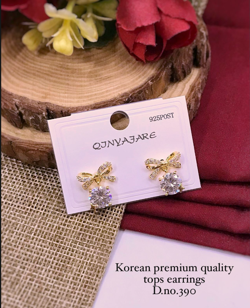 Korean Premium Bow Crystal Tops Earrings - Luxury Waterproof Design
