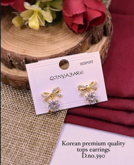 Korean Premium Bow Crystal Tops Earrings - Luxury Waterproof Design
