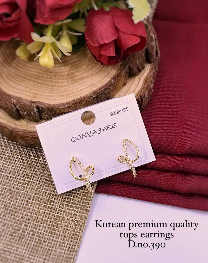 Korean Premium Leaf Design Crystal Tops Earrings - Luxury Waterproof Jewelry