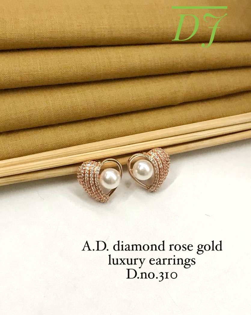 A.D. Diamond Rose Gold Luxury Pearl Earrings