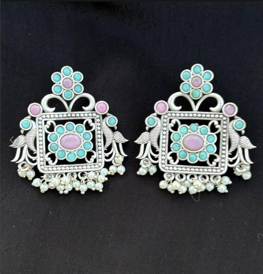 Beautiful Lightweight Elegant Earrings | Colorful Stone Design